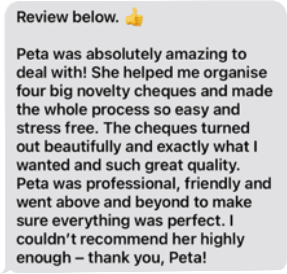 Giant Rigid Novelty Cheque - Novelty BIG Cheques