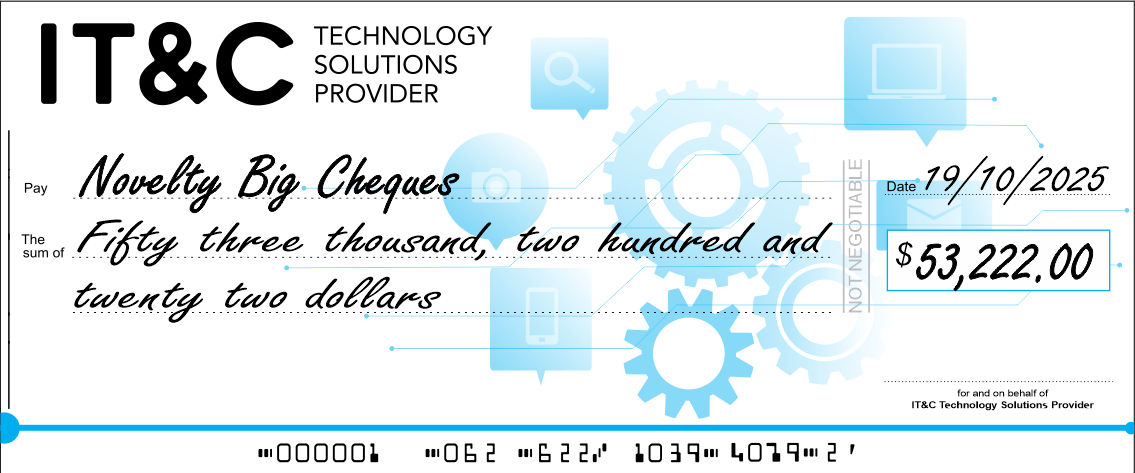 Giant Rigid Novelty Cheque - Novelty BIG Cheques